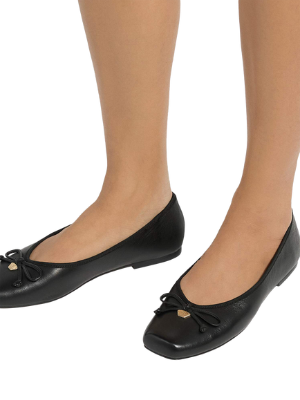 Dune London Harllowe Leather Ballet Flats - view 2, Black