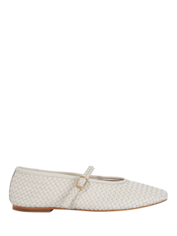 Dune London Headliner Woven Leather Mary Janes, White