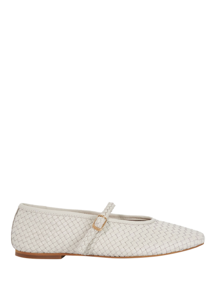 Dune London Headliner Woven Leather Mary Janes, White