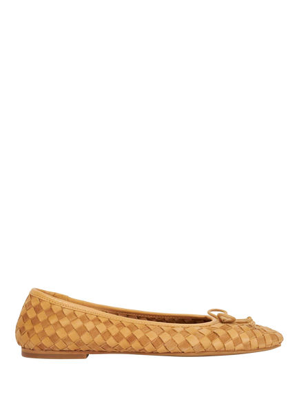Dune London Heat Woven Leather Ballerina Pumps, Tan