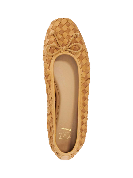 Dune London Heat Woven Leather Ballerina Pumps - view 2, Tan