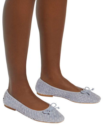 Dune London Heat Woven Suede Bow Detail Ballet Pumps - view 2, Blue
