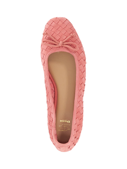 Dune London Heat Woven Suede Bow Detail Ballet Pumps - view 2, Red