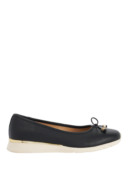 Dune London Highline Leather Ballerina Pumps, Black
