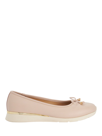 Dune London Highline Leather Ballerina Pumps, Blush