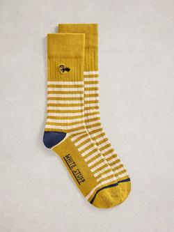 White Stuff Cotton Blend Embroidered Sausage Dog Ankle Socks, Yellow, Yellow