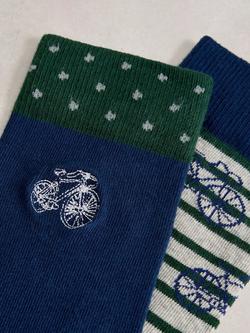 White Stuff Cotton Rich Bicycle Socks, Pack of 2, Multi - view 2, Multi