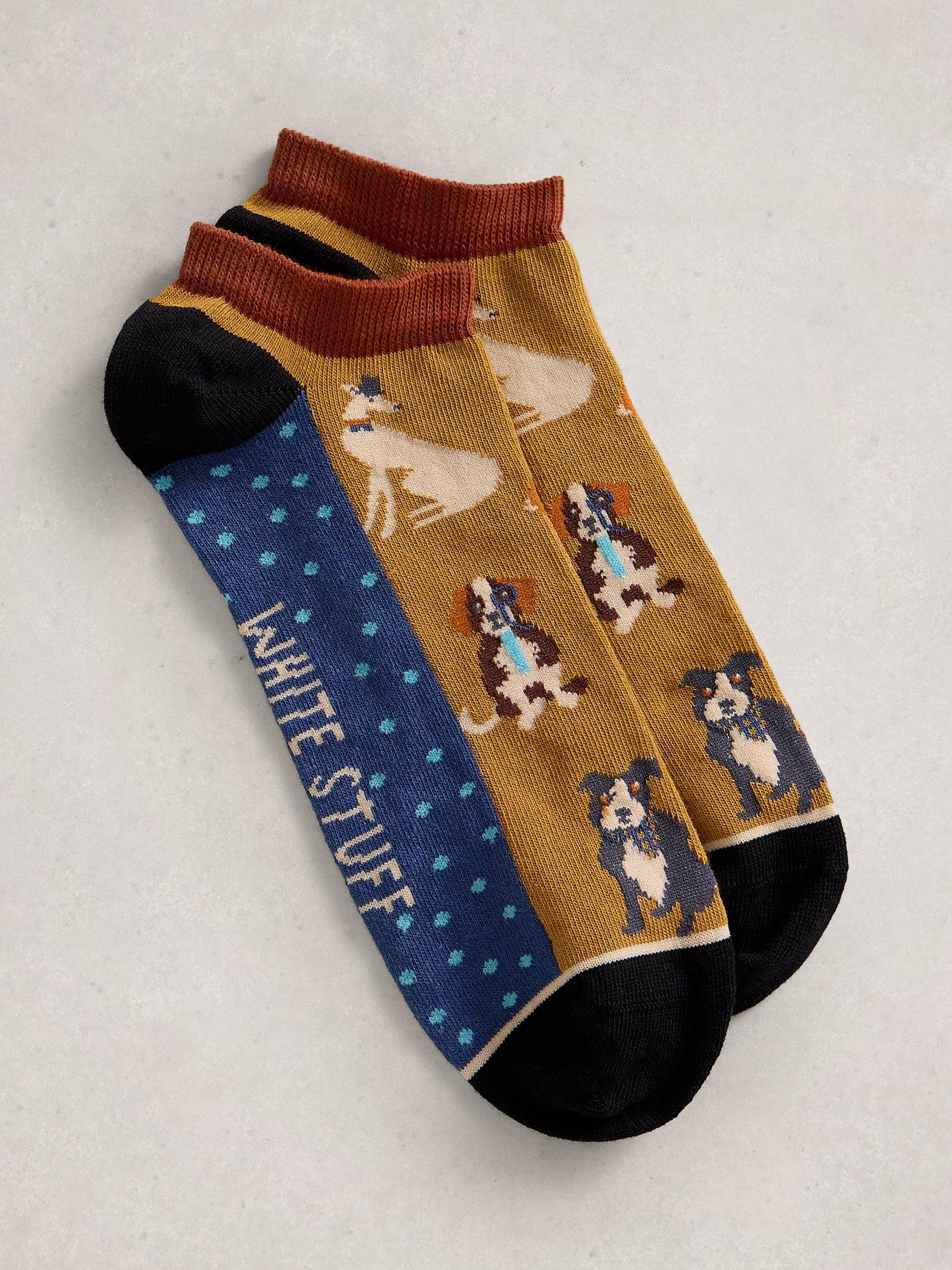 Product image 1 of 2, which shows White Stuff Dog Trainer Socks, Multi, 7-8.5