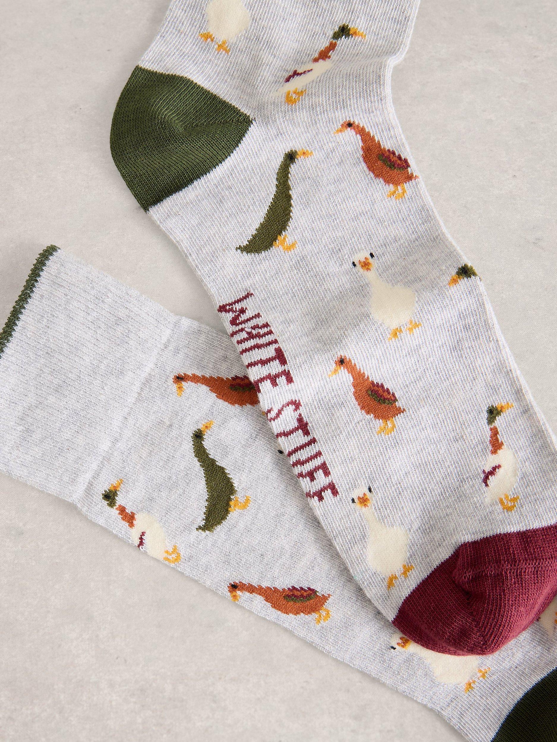 Product image 2 of 2, which shows White Stuff Duck Ankle Socks, Grey, 7-8.5