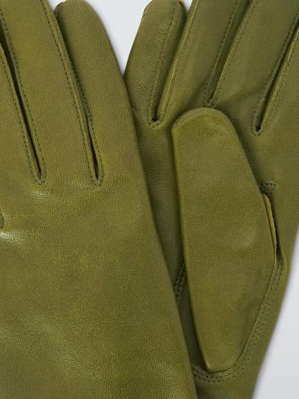 John Lewis Cashmere Lined Leather Gloves - view 2, Olive