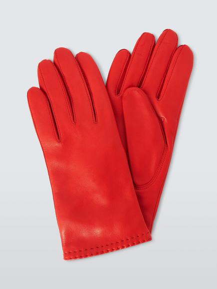 John Lewis Cashmere Lined Leather Gloves, Tomato Red