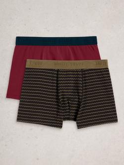 White Stuff Hove Stretch Cotton Stripe & Plain Boxers, Pack of 2, Black, Black
