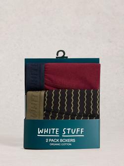 White Stuff Hove Stretch Cotton Stripe & Plain Boxers, Pack of 2, Black - view 2, Black