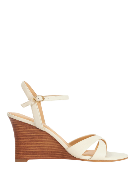 Dune London Kalans Leather Wedge Heel Strappy Sandals, Ecru, Ecru