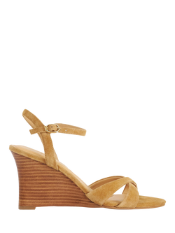 Dune London Kalans Suede Wedge Heel Strappy Sandals, Tan, Tan