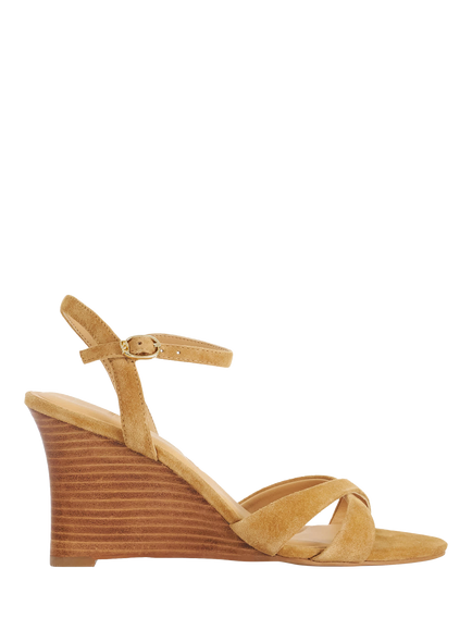 Dune London Kalans Suede Wedge Heel Strappy Sandals, Tan, Tan