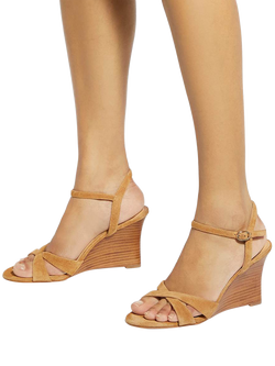 Dune London Kalans Suede Wedge Heel Strappy Sandals, Tan - view 2, Tan