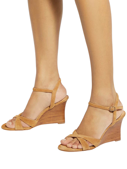 Dune London Kalans Suede Wedge Heel Strappy Sandals, Tan - view 2, Tan