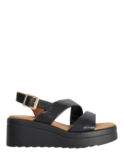 Dune London Karing Leather Wedge Sandals, Black