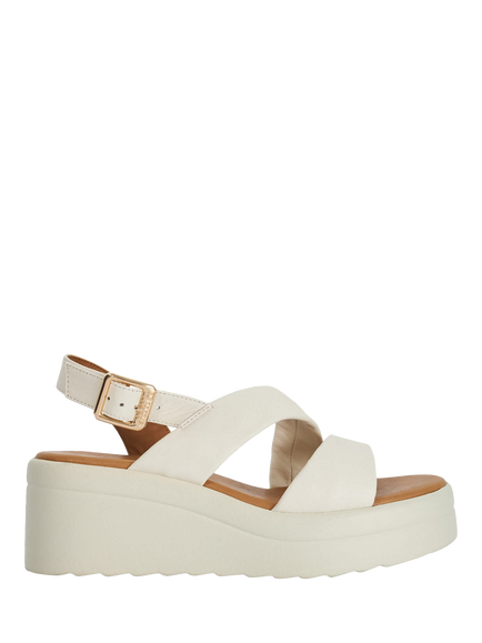 Dune London Karing Leather Wedge Sandals, Ecru
