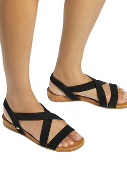 Dune London Landies Nubuck Cross Strap Sandals - view 2, Black