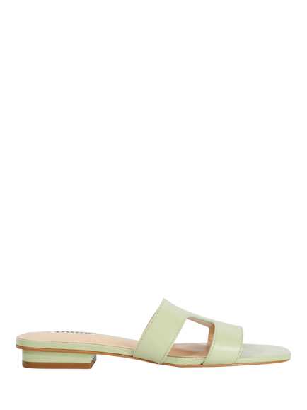 Dune London Loupe Wide Fit Flat Sliders, Sage