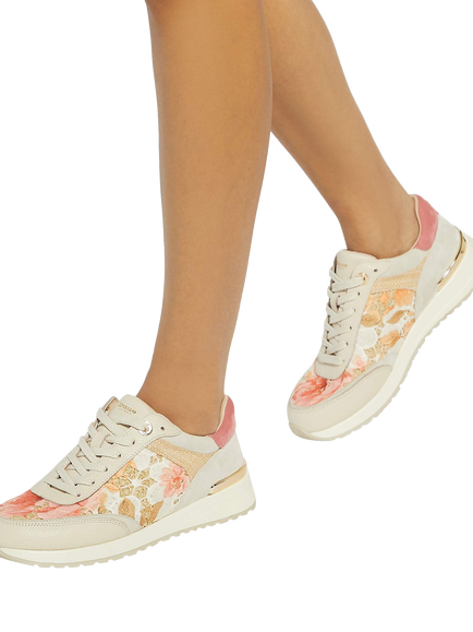 Dune London Esmara Floral Panel Trainers, Blush - view 2, Blush