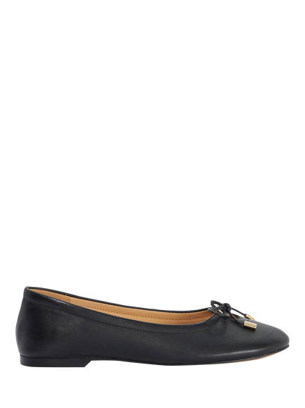 Dune London Hali Leather Ballerina Pumps, Black, Black