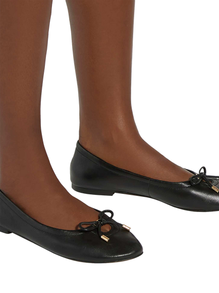 Dune London Hali Leather Ballerina Pumps, Black - view 2, Black