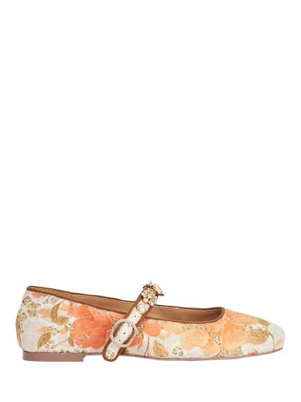 Dune London Hennrietta Floral Raffia Mary Jane Flats, Multi, Multi
