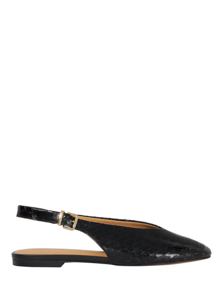 Dune London Honora Slingback Leather Ballet Flats, Black, Black