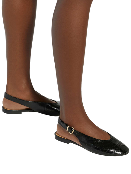 Dune London Honora Slingback Leather Ballet Flats, Black - view 2, Black