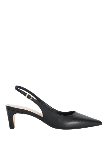 Dune London Connection Leather Wide Fit Slingback Court Shoes, Black, Black