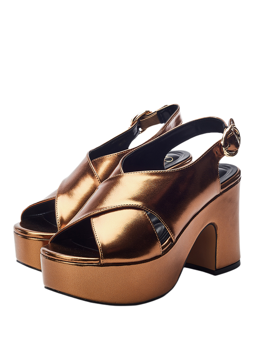 Product image 2 of 4, which shows Moda in Pelle Nakara Chunky Platform Sandals, Bronze, 7