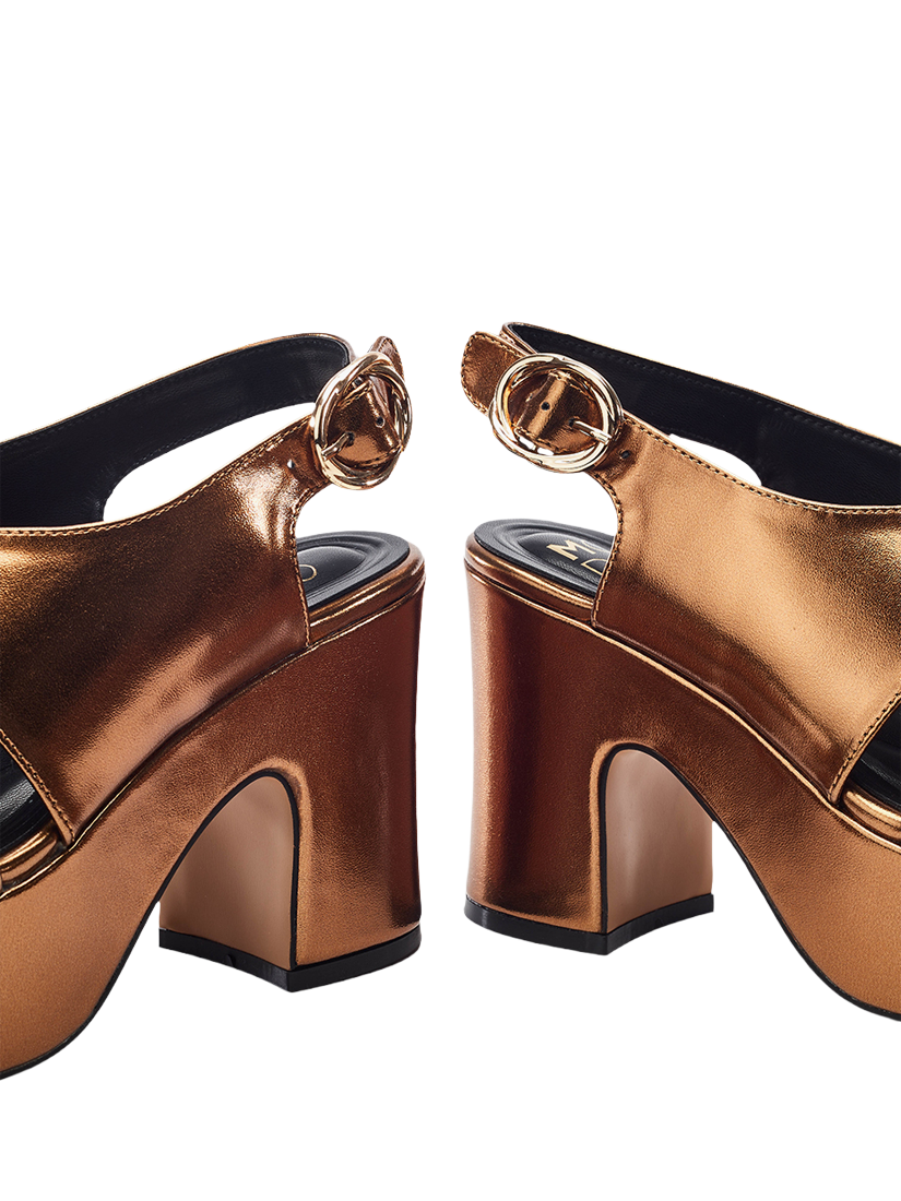 Product image 3 of 4, which shows Moda in Pelle Nakara Chunky Platform Sandals, Bronze, 7