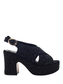 Moda in Pelle Nakara Embellished Chunky Platform Sandals, Jet Black, Jet Black