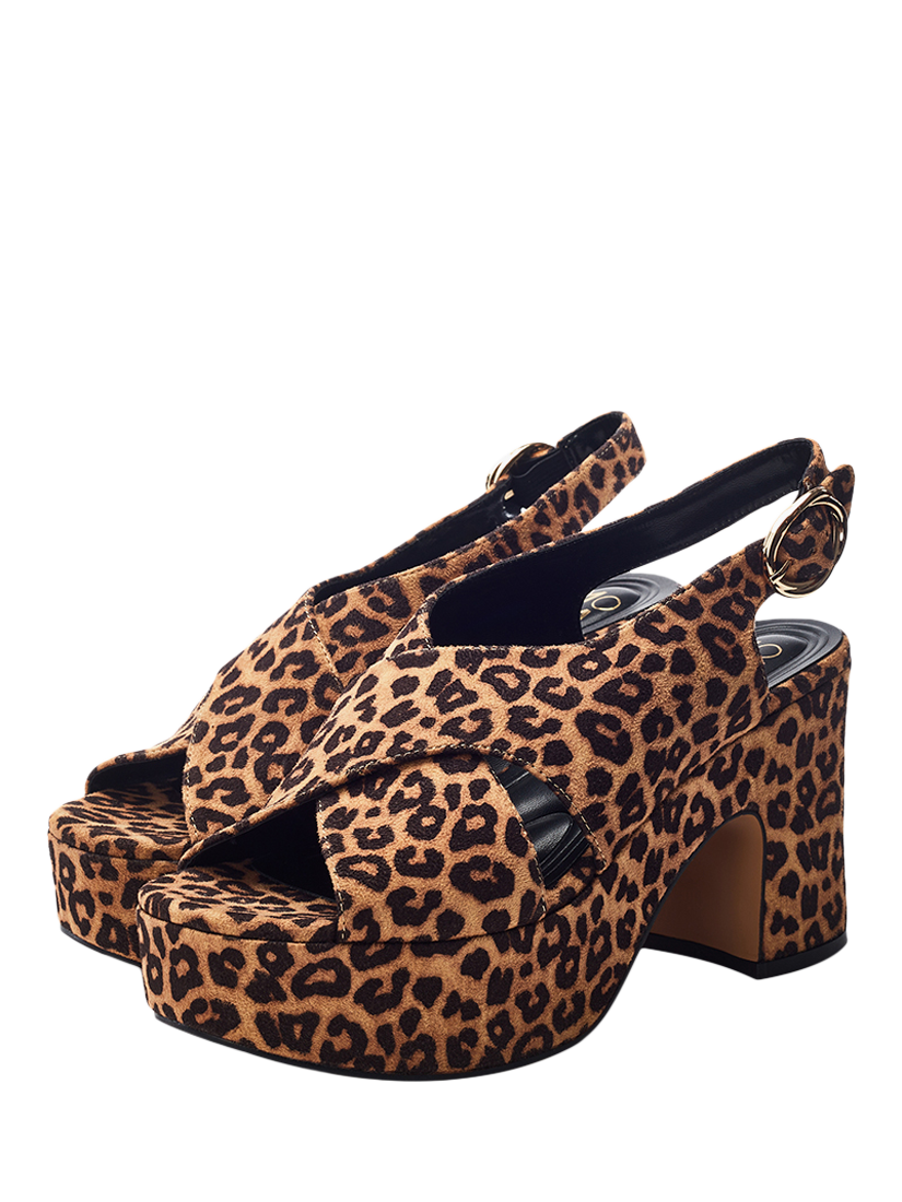 Product image 2 of 4, which shows Moda in Pelle Nakara Leopard Print Chunky Platform Sandals, Multi, 7
