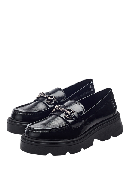 Moda in Pelle Eisa Leather Chunky Loafers - view 2, Black