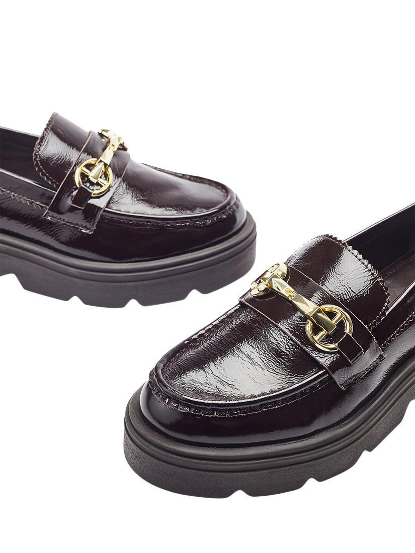 Product image 3 of 4, which shows Moda in Pelle Eisa Leather Chunky Loafers, Dark Brown, 3