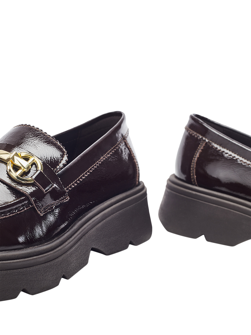 Product image 4 of 4, which shows Moda in Pelle Eisa Leather Chunky Loafers, Dark Brown, 3