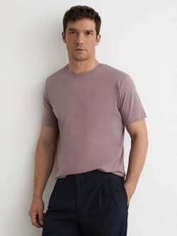 Reiss Bless Cotton Crew Neck T-Shirt, Mauve