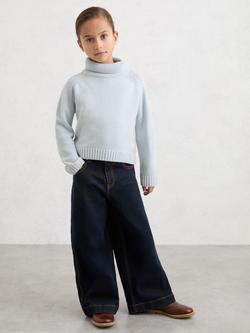 Reiss Kids' Bronte Wool & Cashmere Blend Roll Neck Jumper, Pale Blue, Pale Blue