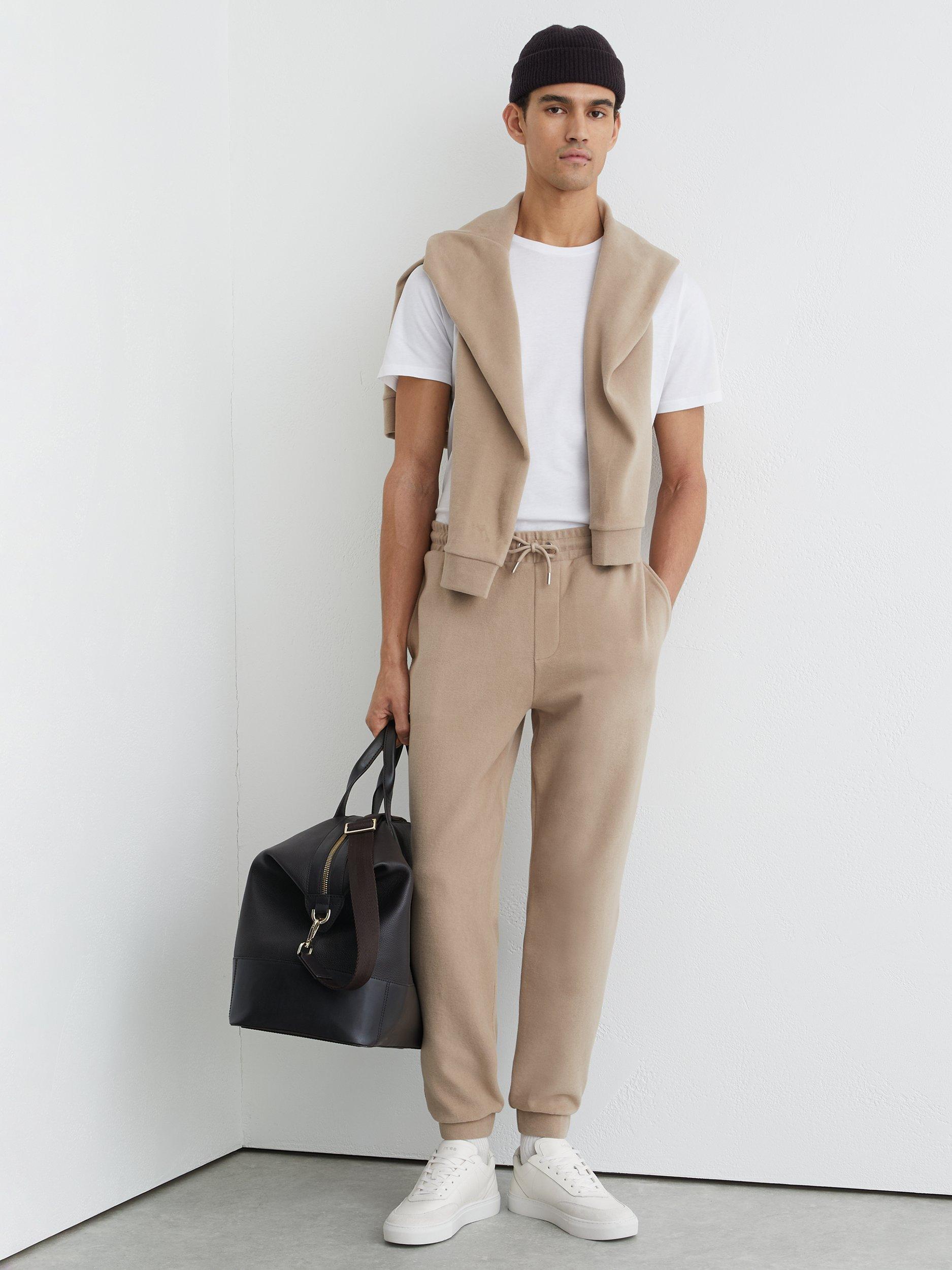 Product image 1 of 5, which shows Reiss Remo Cotton Blend Joggers, Camel, XS