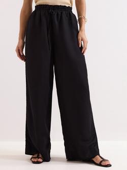 Phase Eight Petite Rowan Pull On Linen Rich Trousers, Black, Black
