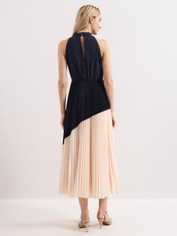 Phase Eight Kimira Pleated Midi Dress, Navy/Ivory - view 2, Navy/Ivory