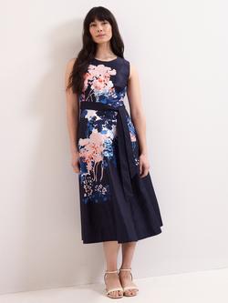 Phase Eight Natalya Floral Midi Dress, Navy, Navy