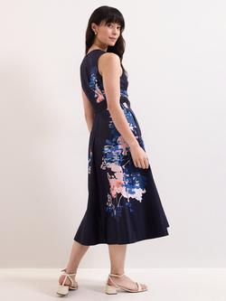 Phase Eight Natalya Floral Midi Dress, Navy - view 2, Navy