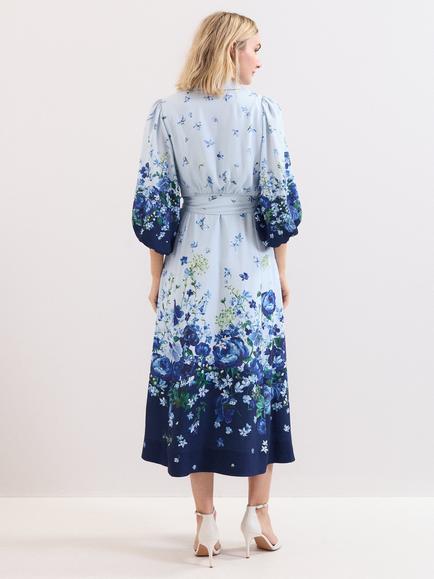 Phase Eight Petite Noella Floral Shirt Midaxi Dress, Pale Blue - view 2, Pale Blue