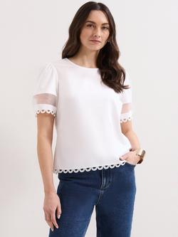 Phase Eight Rebecca Trim Detail Short Sleeve Top, White, White