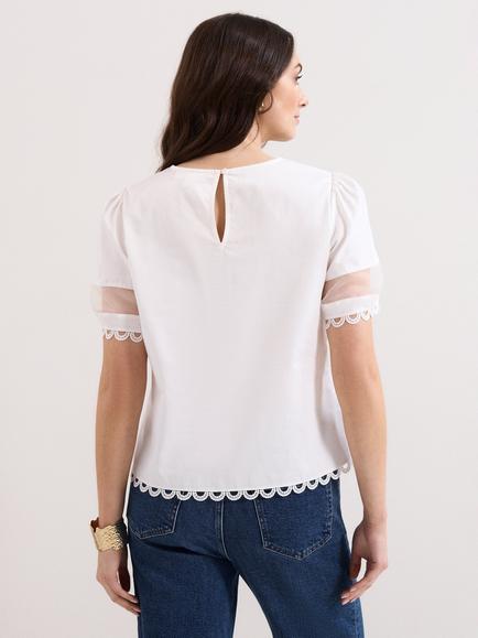 Phase Eight Rebecca Trim Detail Short Sleeve Top, White - view 2, White